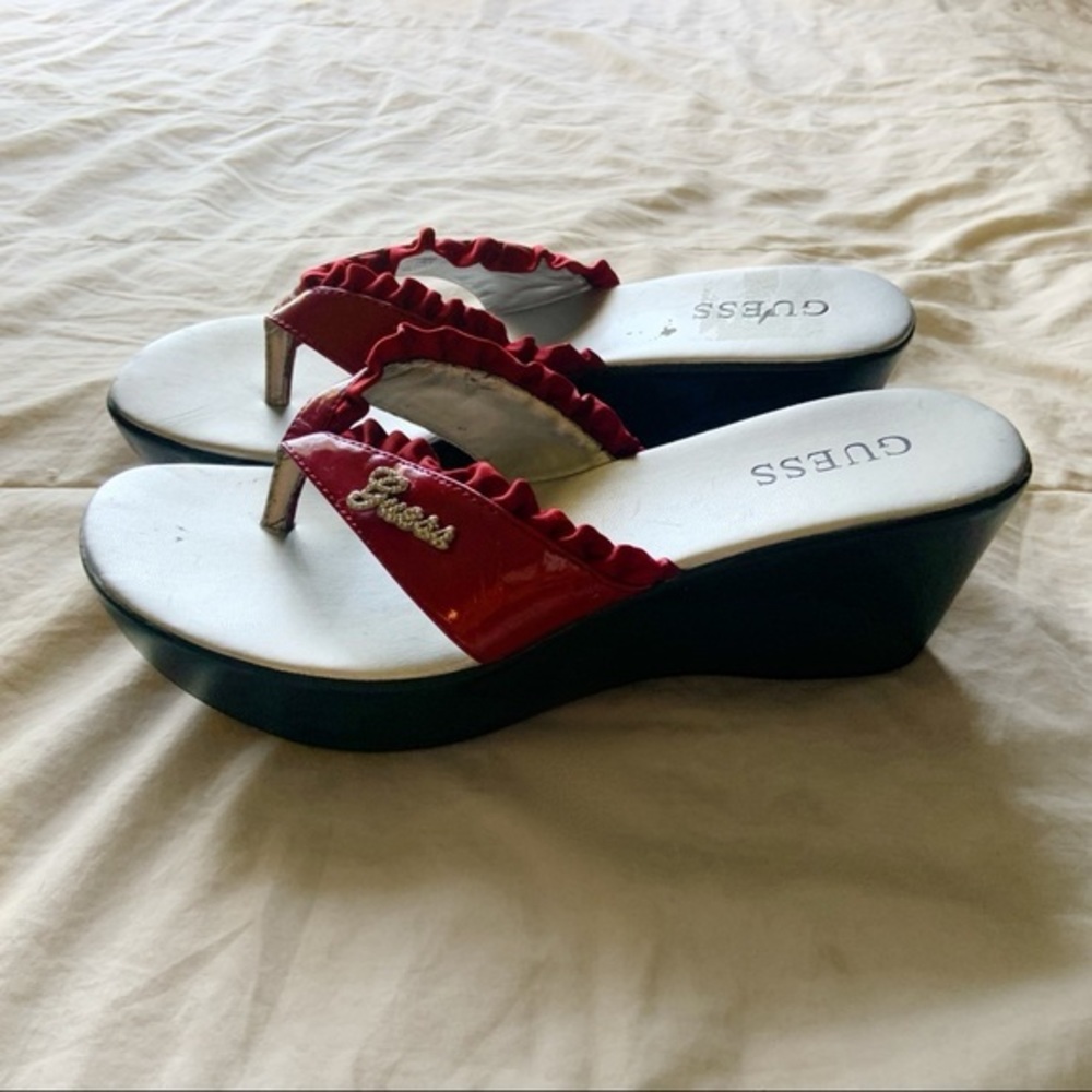 Y2k Red Guess Platform Sandals
